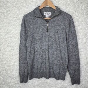 Original Penguin Mens Heather Gray Cotton 1/4 Zip‎ Pullover Sweater Sz M Classic